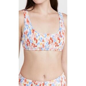 L*Space Izzie Smocked Floral Scoop Neck Bikini TOP ONLY Swim Swimwear Flowers